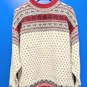 Men's Land's End Fair Island Sweater, Snowflakes, Holiday Christmas, Med